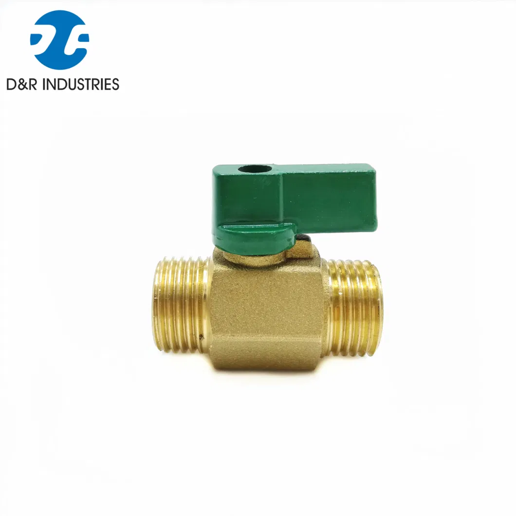 Brass Color Straight Handle Female/Male Thread Mini Compact Ball Valve